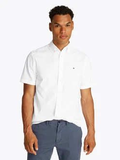 Tommy Hilfiger Kurzarmhemd FLEX POPLIN SOLID S/S SHIRT Weiß/Creme