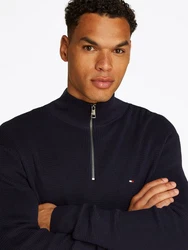 Tommy Hilfiger Troyer Racking Structure Zip Mock Dunkelblau