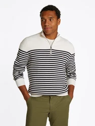 Tommy Hilfiger Troyer Racking Structure Zip Mock Weiß/Schwarz/Hellblau/Dunkelblau/Creme