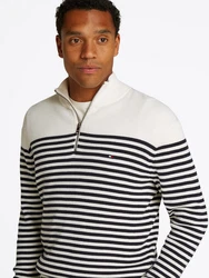 Tommy Hilfiger Troyer Racking Structure Zip Mock Weiß/Schwarz/Hellblau/Dunkelblau/Creme