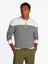 Tommy Hilfiger Troyer Racking Structure Zip Mock Weiß/Schwarz/Hellblau/Dunkelblau/Creme