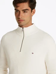 Tommy Hilfiger Troyer Racking Structure Zip Mock Khaki/Beige/Weiß/Creme