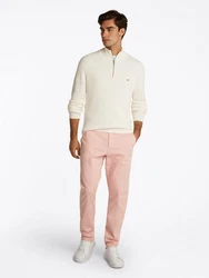Tommy Hilfiger Troyer Racking Structure Zip Mock Khaki/Beige/Weiß/Creme