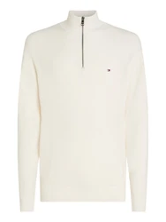 Tommy Hilfiger Troyer Racking Structure Zip Mock Khaki/Beige/Weiß/Creme