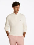 Tommy Hilfiger Troyer Racking Structure Zip Mock Khaki/Beige/Weiß/Creme