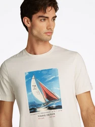 Tommy Hilfiger T-Shirt HILFIGER COLOR PHOTO PRINT TEE hellbeige/azur/rot/schwarz