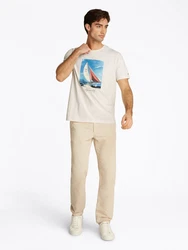 Tommy Hilfiger T-Shirt HILFIGER COLOR PHOTO PRINT TEE hellbeige/azur/rot/schwarz