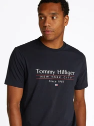 Tommy Hilfiger T-Shirt HILFIGER CENTER STACK TEE Dunkelblau/Blau