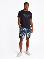 Tommy Hilfiger T-Shirt HILFIGER CENTER STACK TEE Dunkelblau/Blau