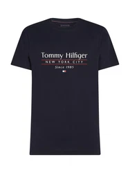 Tommy Hilfiger T-Shirt HILFIGER CENTER STACK TEE Dunkelblau/Blau