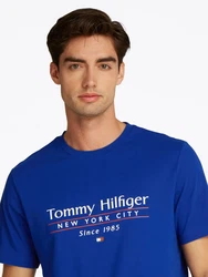 Tommy Hilfiger T-Shirt HILFIGER CENTER STACK TEE Dunkelblau/Blau