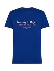 Tommy Hilfiger T-Shirt HILFIGER CENTER STACK TEE Dunkelblau/Blau