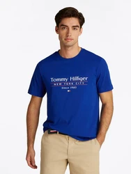 Tommy Hilfiger T-Shirt HILFIGER CENTER STACK TEE Dunkelblau/Blau