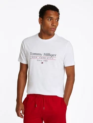 Tommy Hilfiger T-Shirt HILFIGER CENTER STACK TEE Weiß/Grau/Rosa/Rot/Gelb