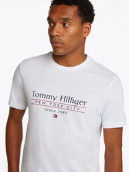 Tommy Hilfiger T-Shirt HILFIGER CENTER STACK TEE Weiß/Grau/Rosa/Rot/Gelb
