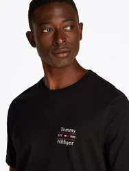 Tommy Hilfiger Rundhalsshirt HILFIGER STACK TEE Schwarz/Rot/Braun/Gelb