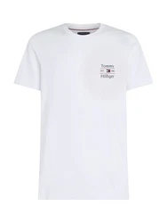 Tommy Hilfiger Rundhalsshirt HILFIGER STACK TEE Weiß/Creme/Grau