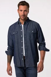 Businesshemd JP 1880 Jeanshemd Langarm Kentkragen Modern Fit