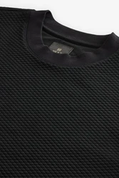 Next Sweatshirt Strukturiertes Premium Rundhalssweatshirt Schwarz/Dunkelgrau