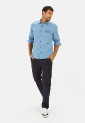 camel active Langarmhemd Kentkragen Blau/Hellblau