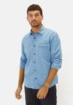 camel active Langarmhemd Kentkragen Blau/Hellblau