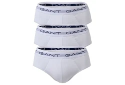 GANT Herren Slips 3er Pack Briefs Logo-Bund Cotton Stretch Weiß