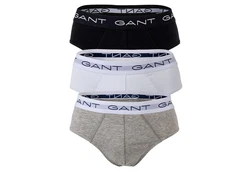 GANT Herren Slips 3er Pack Briefs Logo-Bund Cotton Stretch Grau