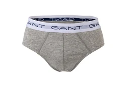 GANT Herren Slips 3er Pack Briefs Logo-Bund Cotton Stretch Grau