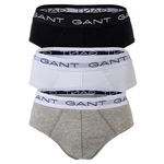 GANT Herren Slips 3er Pack Briefs Logo-Bund Cotton Stretch Grau