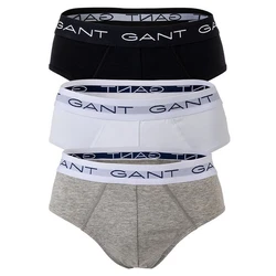 GANT Herren Slips 3er Pack Briefs Logo-Bund Cotton Stretch Grau