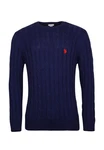 U.S. Polo Assn Strickpullover Pullover Zopfmuster Dunkelblau/Blau/Rot