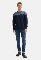 TOM TAILOR Sweatshirt Pullover Dunkelblau/Hellblau/Grau