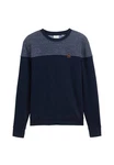 TOM TAILOR Sweatshirt Pullover Dunkelblau/Hellblau/Grau