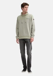 TOM TAILOR Sweatshirt mit Stehkragen Khaki/Dunkelgrün/Grün