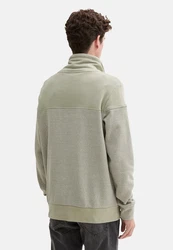 TOM TAILOR Sweatshirt mit Stehkragen Khaki/Dunkelgrün/Grün