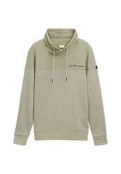 TOM TAILOR Sweatshirt mit Stehkragen Khaki/Dunkelgrün/Grün