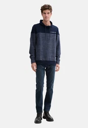 TOM TAILOR Sweatshirt mit Stehkragen Dunkelblau/Hellblau/Grau