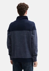 TOM TAILOR Sweatshirt mit Stehkragen Dunkelblau/Hellblau/Grau