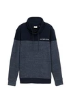 TOM TAILOR Sweatshirt mit Stehkragen Dunkelblau/Hellblau/Grau
