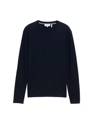 TOM TAILOR Strickpullover Softtouch mit Seide Dunkelblau/Blau