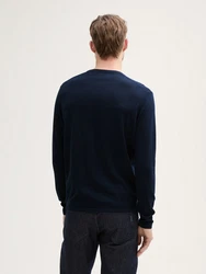 TOM TAILOR Strickpullover Softtouch mit Seide Dunkelblau/Blau