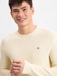 Gant Rundhalspullover Khaki/Beige/Creme