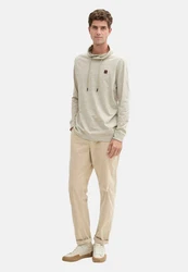 TOM TAILOR Langarmshirt Longsleeve Khaki/Grau/Beige