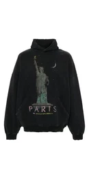 Rundhalspullover Paris Liberty distressed Hoodie Schwarz Herren