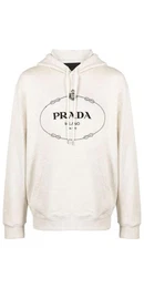Rundhalspullover Hoodie mit Logo-Print Wei Herren S