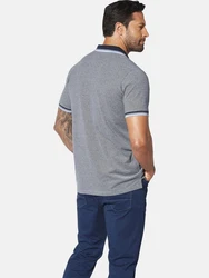 Jan Vanderstorm Poloshirt HERFINN mit Brustprint Grau/Dunkelblau