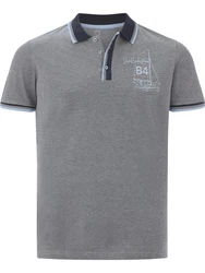 Jan Vanderstorm Poloshirt HERFINN mit Brustprint Grau/Dunkelblau