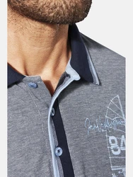 Jan Vanderstorm Poloshirt HERFINN mit Brustprint Grau/Dunkelblau