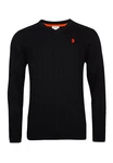 U.S. Polo Assn Strickpullover V-Neck Sweater Schwarz/Rot