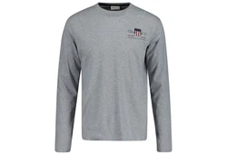 Gant Herren Langarmshirt - REGULAR MEDIUM ARCHIVE SHIELD Grau
